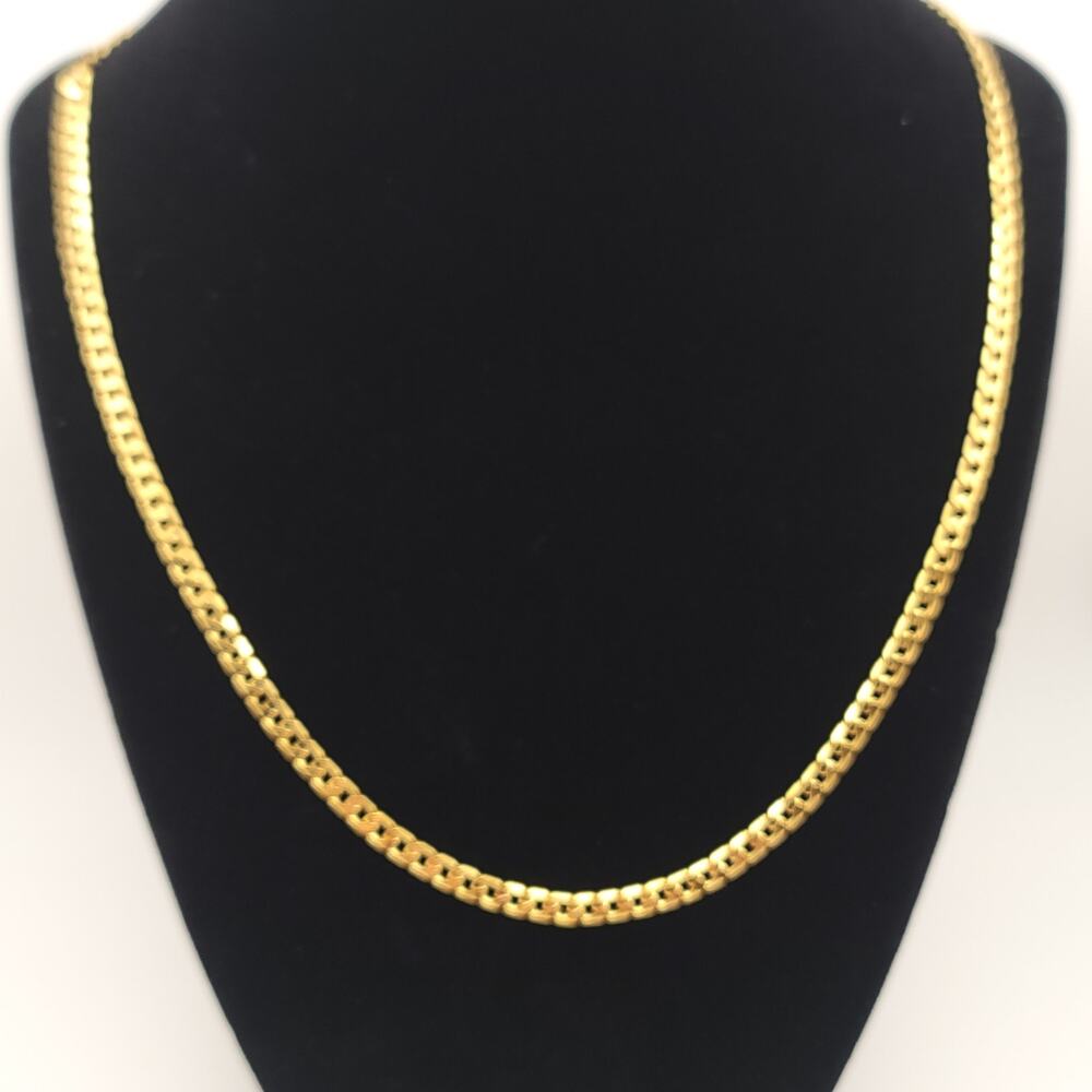 Polished Yellow Gold-tone Men's Cuban Link Chain Necklace
